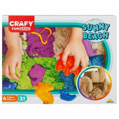 S00002788_001w 8680863027882 Комплект кинетичен пясък, Crafy Fun Sand, Sunny Beach, 13 части, 1 кг пясък