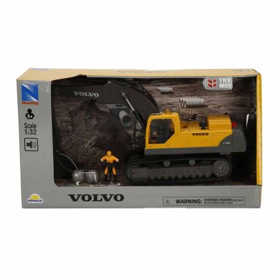 Багер със светлини, звуци и фигурка, New Ray, Volvo, 1:32