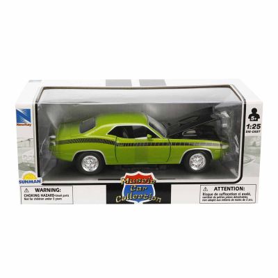 Метален автомобил, New Ray, 1970 Plymouth Cuda, Зелен, 1:25