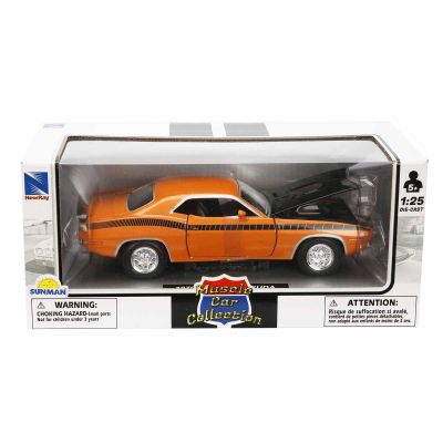 Метален автомобил, New Ray, Plymouth Cuda, Оранжев, 1:25
