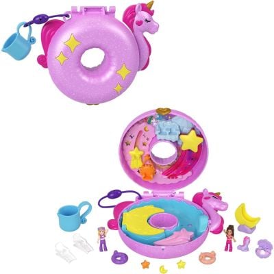 Комплект за игра с 2 кукли и 12 аксесоара Polly Pocket, Unicorn Floatie, HKV34