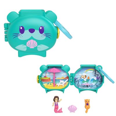 Мини чантичка във формата на животно с аксесоари, Polly Pocket, Видра, HKV48