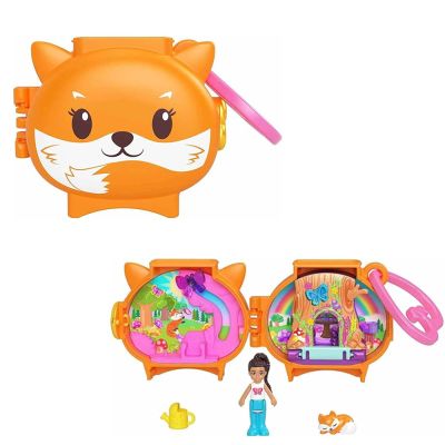 Мини чантичка във формата на животно с аксесоари, Polly Pocket, Лисица, HRD39