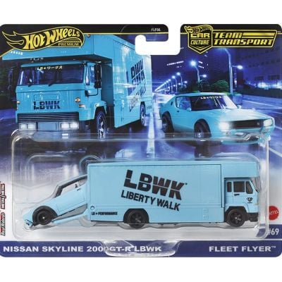 Транспортьор с количка Hot Wheels, Nissan Skyline 2000GT-R LBWK и Fleet Flyer, HRV45