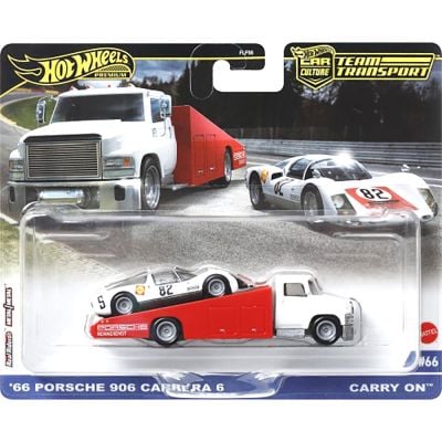 Транспортер с количка Hot Wheels, 66 Porsche 906 Carrera и Carry On, HRV47
