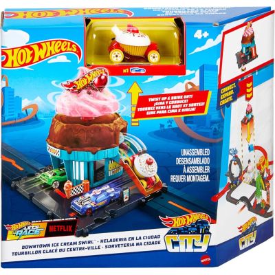 Комплект за игра с количка, Hot Wheels, Downtown Ice Cream Swirl, HTN77