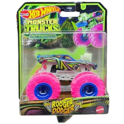 T000HCB50_024w 194735006281 Количка Monster Trucks, Hot Wheels, Glow in the Dark, 1:64, Rodger Dodger, HWC91