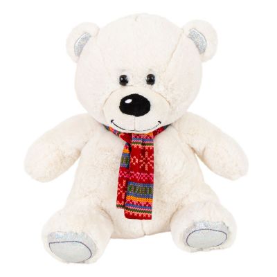INT7334_001w 5949033917334 Плюшена играчка, Noriel, Полярна мечка с шал, 35 см