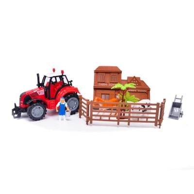INT7761_001w 5949033917761 Трактор и мини ферма с животни, Farmer Toys, Cool Machines, Червена