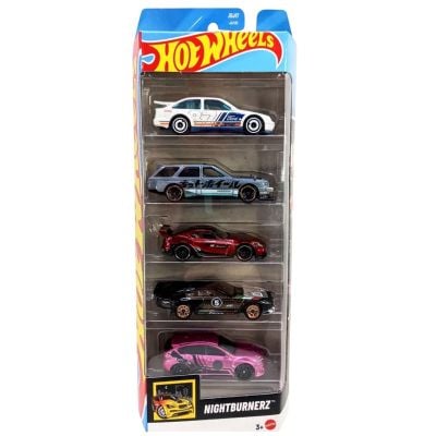Комплект 5 колички Hot Wheels, Nightburnerz, JBJ87