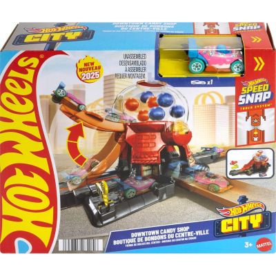 Комплект за игра с количка, Hot Wheels, Downtown Candy Shop, JBM62