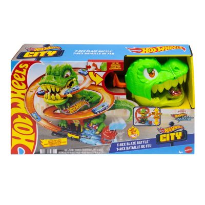 Комплект за игра с писта и количка, Hot Wheels, T-Rex Blaze Battle, JBM73