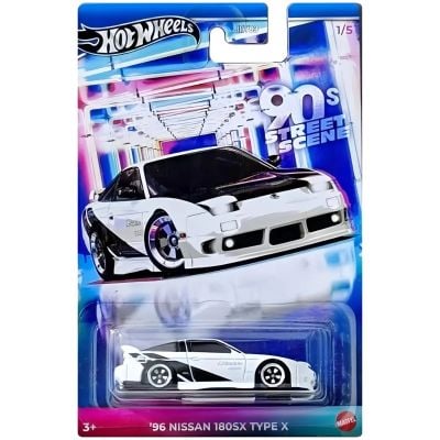 Метална количка, Hot Wheels, 90 Street Sport, 96 Nissan 180Sx Type X, 1:64, JCB57