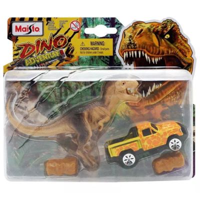 Комплект количка и фигурка динозавър Maisto, Dino Adventure, Жълта