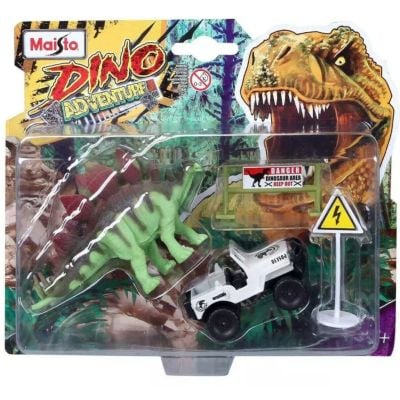 Комплект количка и фигурка динозавър Maisto, Dino Adventure, Бяла