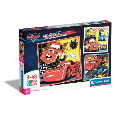 N00025309_001w 8005125253098 Пъзел Clementoni, Disney Cars, Glow Racers, 3 x 48 части