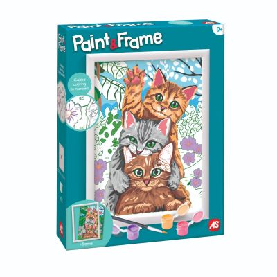 Комплект за рисуване по номера, Happy Hobby, Paint and frame, Забавни котета