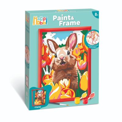 Комплект за рисуване по номера, Happi Hobbi, Paint and frame, Весело зайче