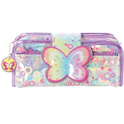 Правоъгълен моливник Fun Time 2 в 1, Tiger Family, модел Sparkling Butterfly