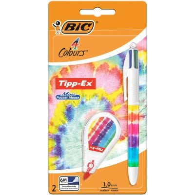 Химикал с 4 цвята и коригираща лента, Bic, Tie Dye