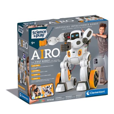 Строителен комплект, Clementoni, Интерактивен Робот AIRO, 80 части