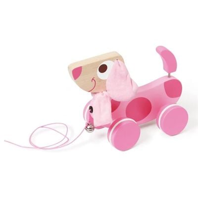 N00081011_001w 5414561810117 Дървена играчка за дърпане, Scratch, Розово кученце Lilly