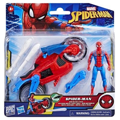 Комплект фигурка с мотоциклет, Spiderman, Web Blast Cycle, 10 см, F6899