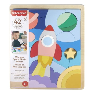 Дървен пъзел, Fisher Price, Космос, 42 части, HXY42