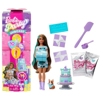 Кукла с аксесоари изненада Barbie, Party Unboxed, JFG72