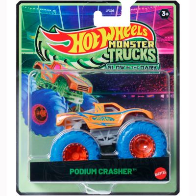 Количка Hot Wheels, Monster Truck, Glow In The Dark, Podium Crasher, JFX12