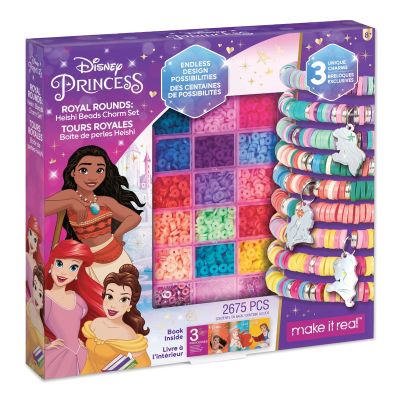 Комплект за изработка на гривни, Make It Real, Disney Princess Royal Rounds, Heishi Beads Charm, 2675 части