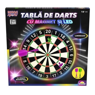 N01061943_001w 5015934861943 Tabla de darts cu magnet si lumini LED, Rising Sports, 41 cm