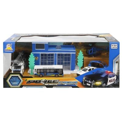 Комплект за игра, гараж с 5 колички, Police, Maxx Wheels