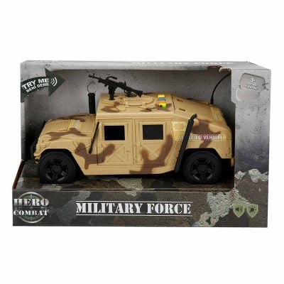 Военен джип със светлини и звуци, Hero Combat, 23 см, Kафяв