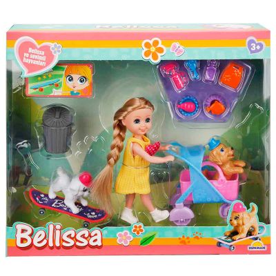 Комплект за игра с кукла Belissa, 2 кученца и аксесоари