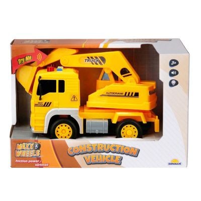 Строителна кола със светлини и звуци, Maxx Wheels, Багер, 20 см
