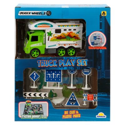 Комплект за игра с количка, Maxx Wheels, Dinozaur, Зелена