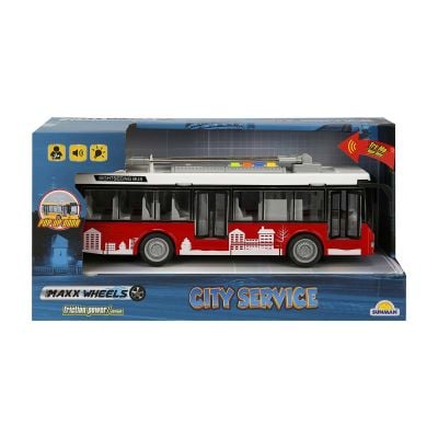 S00003537_003w 8680863035375 Автобус със светлини и звуци, City Service, Maxx Wheels, 1:16, Червен