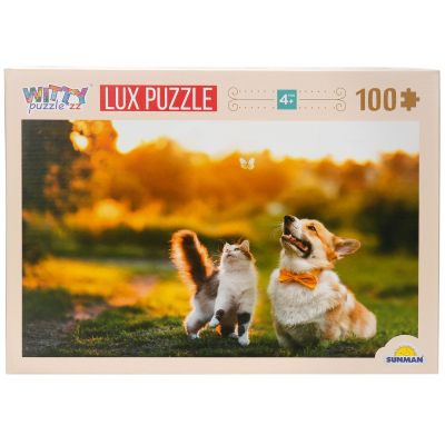 Пъзел Luxury, Witty Puzzlezz, Котка и куче, 100 части