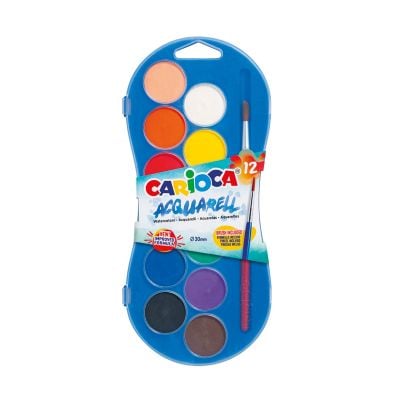 S00042404_001w 8003511424046 Комплект 12 миещи се акварелни бои и четка, Carioca