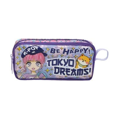 S00048452_001w 8681425484525 Правоъгълен моливник с 2 ципа, Sun Design, Be Happy Tokyo Dreams