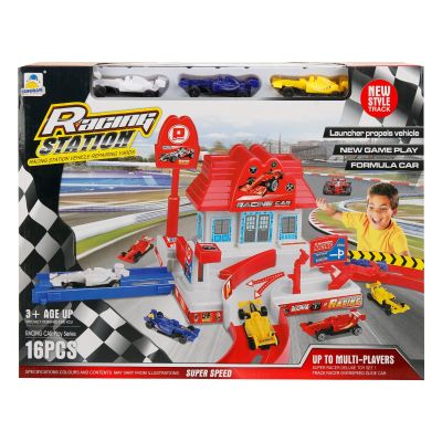 Комплект станция с 3 състезателни колички, Maxx Wheels, Racing Station