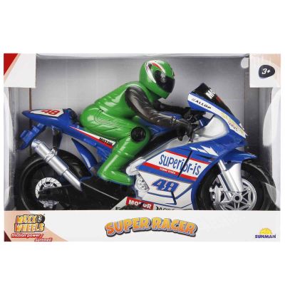 Мотоциклет с фигурка, Maxx Wheels, Super Racer, Син, 32 см