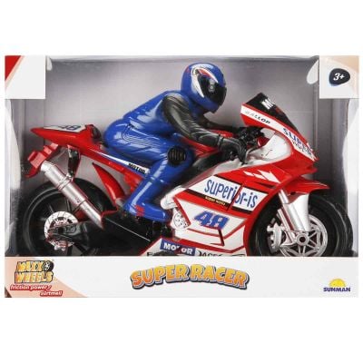 Мотоциклет с фигурка, Maxx Wheels, Super Racer, Червен, 32 см