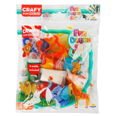 Комплект пластилин с 4 формички за моделиране, Crafy, 12 части