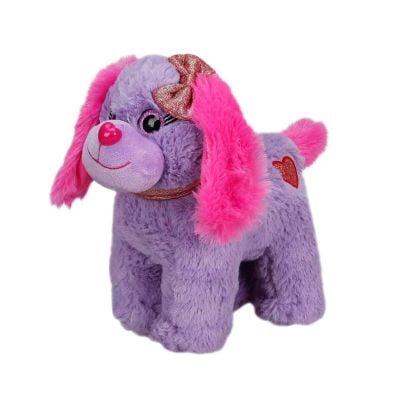 Цветно плюшено кученце, Puffy Friends, Лилаво, 25 см
