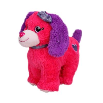 Цветно плюшено кученце, Puffy Friends, Тъмно розово, 25 см