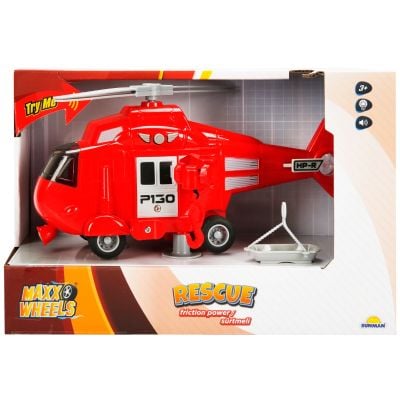 Спасителен хеликоптер със звуци и светлини, Maxx Wheels, Червен, 1:20