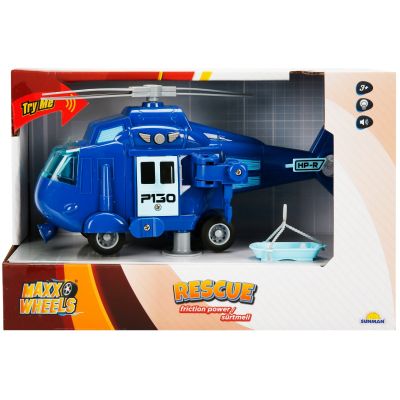 Спасителен хеликоптер със звуци и светлини, Maxx Wheels, Син, 1:20