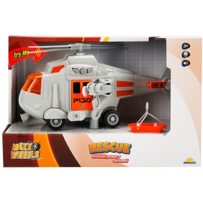 Спасителен хеликоптер със звуци и светлини, Maxx Wheels, Сив, 1:20